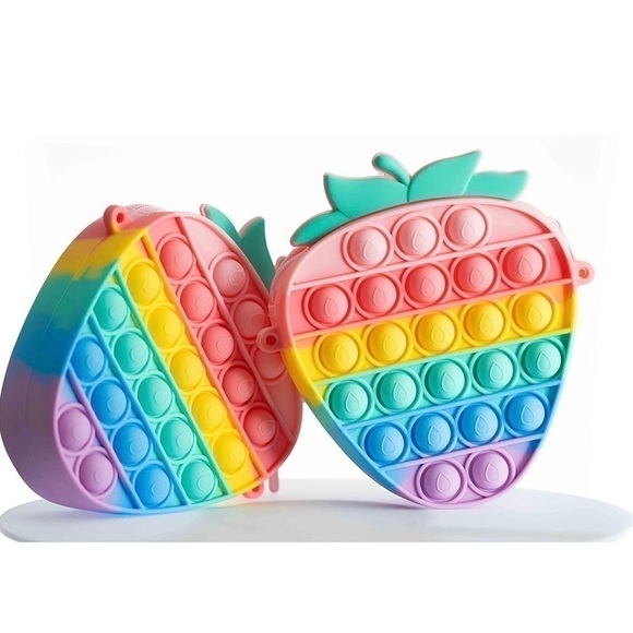 STRAWBERRY Pop It Purse With Zipper Fidget Toys for ADHD & Sensory Relief - Picture 5 of 8